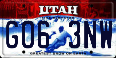 UT license plate G063NW
