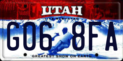 UT license plate G068FA