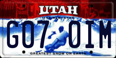 UT license plate G070IM