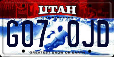 UT license plate G070JD