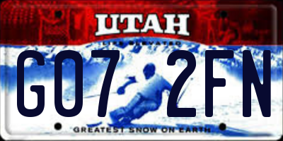 UT license plate G072FN