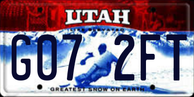 UT license plate G072FT