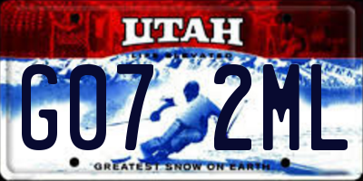 UT license plate G072ML