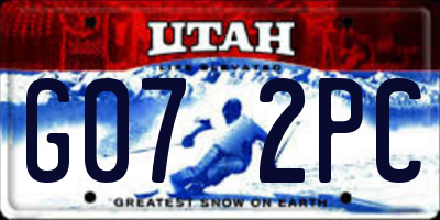 UT license plate G072PC