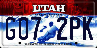 UT license plate G072PK