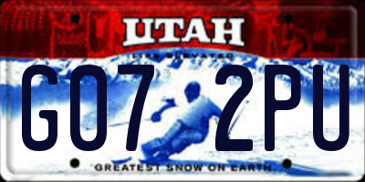 UT license plate G072PU