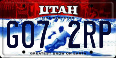 UT license plate G072RP