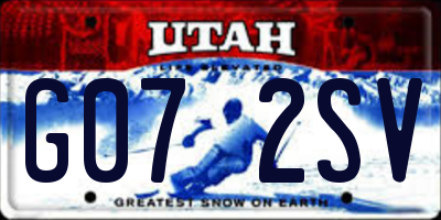 UT license plate G072SV
