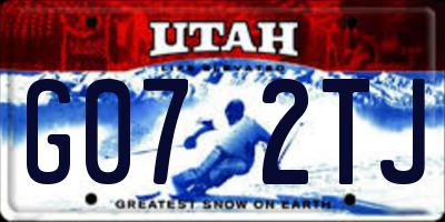 UT license plate G072TJ