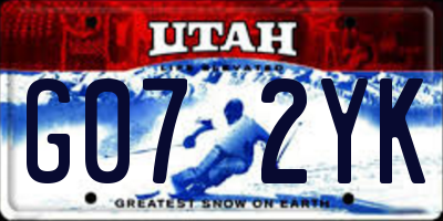 UT license plate G072YK