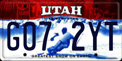 UT license plate G072YT