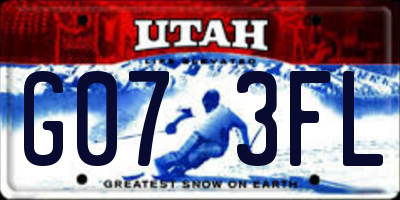 UT license plate G073FL