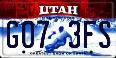 UT license plate G073FS