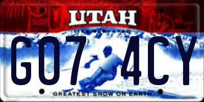 UT license plate G074CY