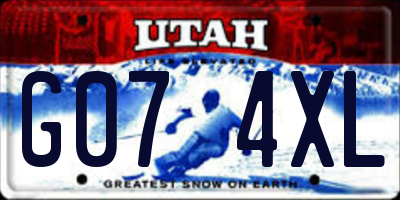 UT license plate G074XL