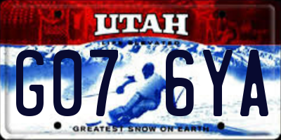 UT license plate G076YA