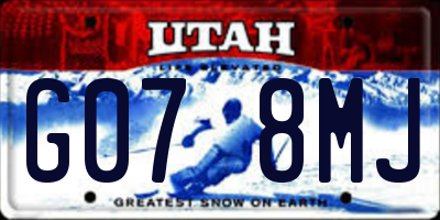 UT license plate G078MJ