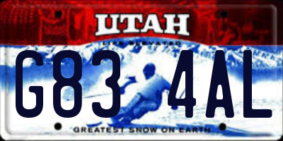 UT license plate G834AL