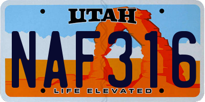 UT license plate NAF316