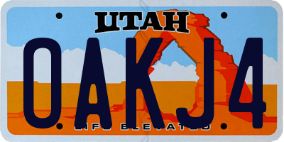 UT license plate OAKJ4