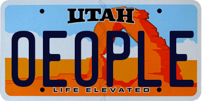 UT license plate OEOPLE