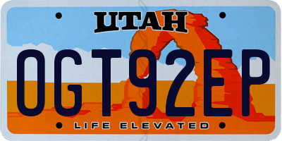 UT license plate OGT92EP