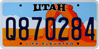 UT license plate Q870284