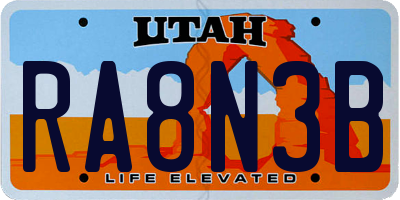 UT license plate RA8N3B