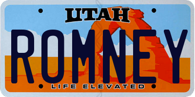 UT license plate ROMNEY