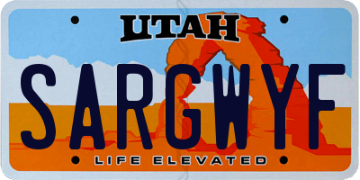 UT license plate SARGWYF