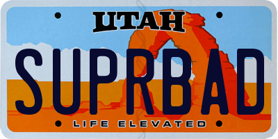UT license plate SUPRBAD