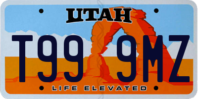 UT license plate T999MZ