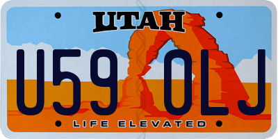 UT license plate U590LJ
