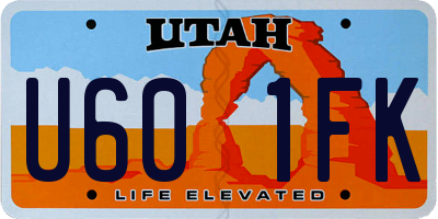 UT license plate U601FK