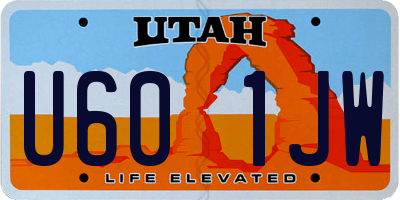 UT license plate U601JW