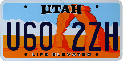 UT license plate U602ZH