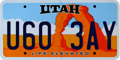 UT license plate U603AY