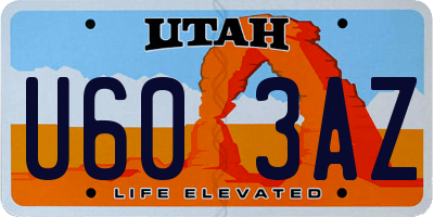 UT license plate U603AZ
