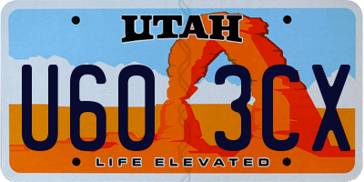 UT license plate U603CX