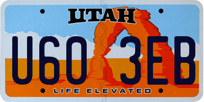 UT license plate U603EB