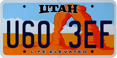UT license plate U603EF