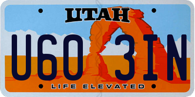 UT license plate U603IN
