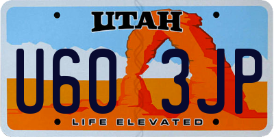 UT license plate U603JP