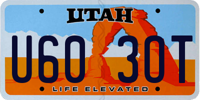 UT license plate U603OT