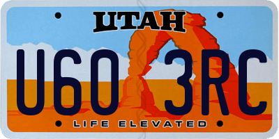 UT license plate U603RC