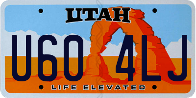 UT license plate U604LJ