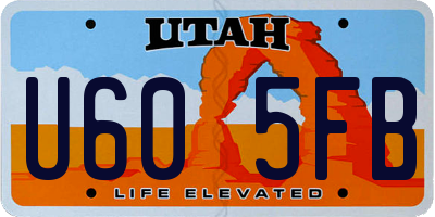 UT license plate U605FB