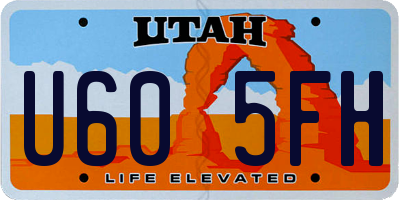 UT license plate U605FH