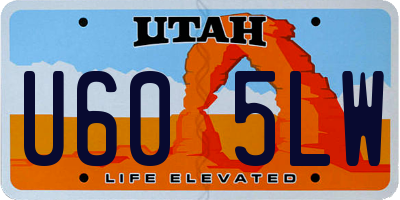 UT license plate U605LW