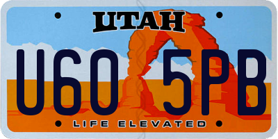 UT license plate U605PB